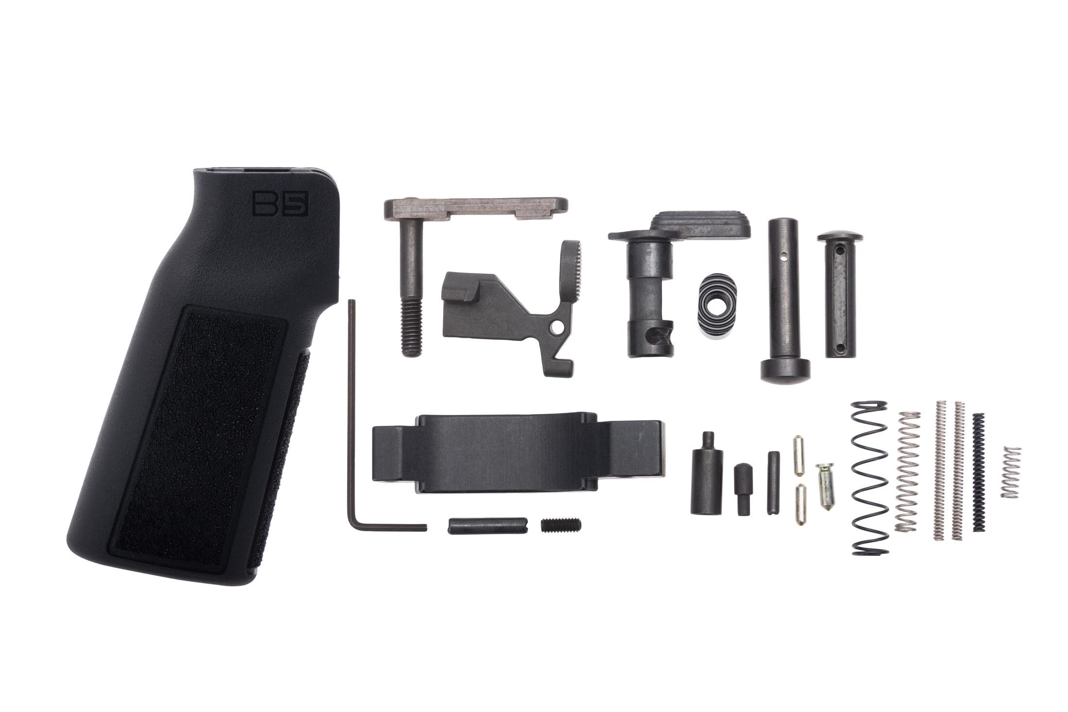 CMC Triggers AR-15 Lower Parts Kit - No FCG/Grip with B5 Systems Type 22 P-Grip - Black